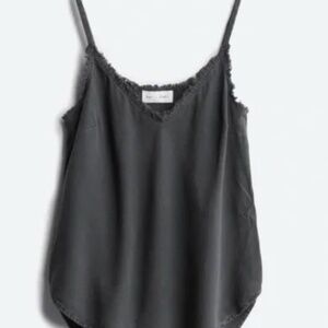 Bella dahl dark gray frayed hem top